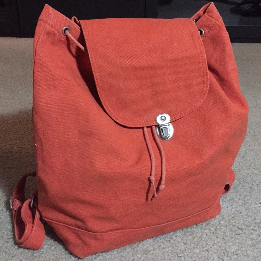 Baggu Orange Canvas Backpack.